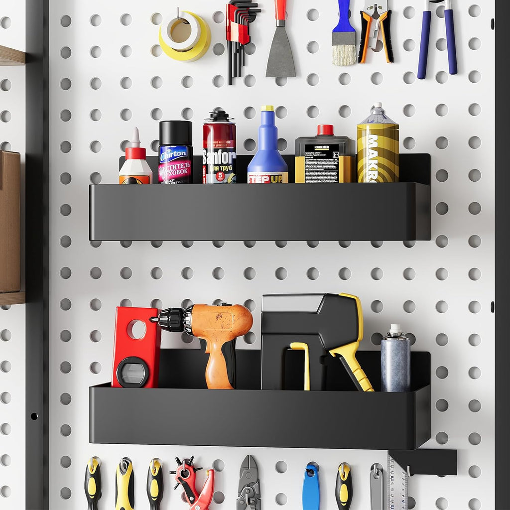 Magnetic spice rack mounted on the side of a refrigerator holding spice jars.