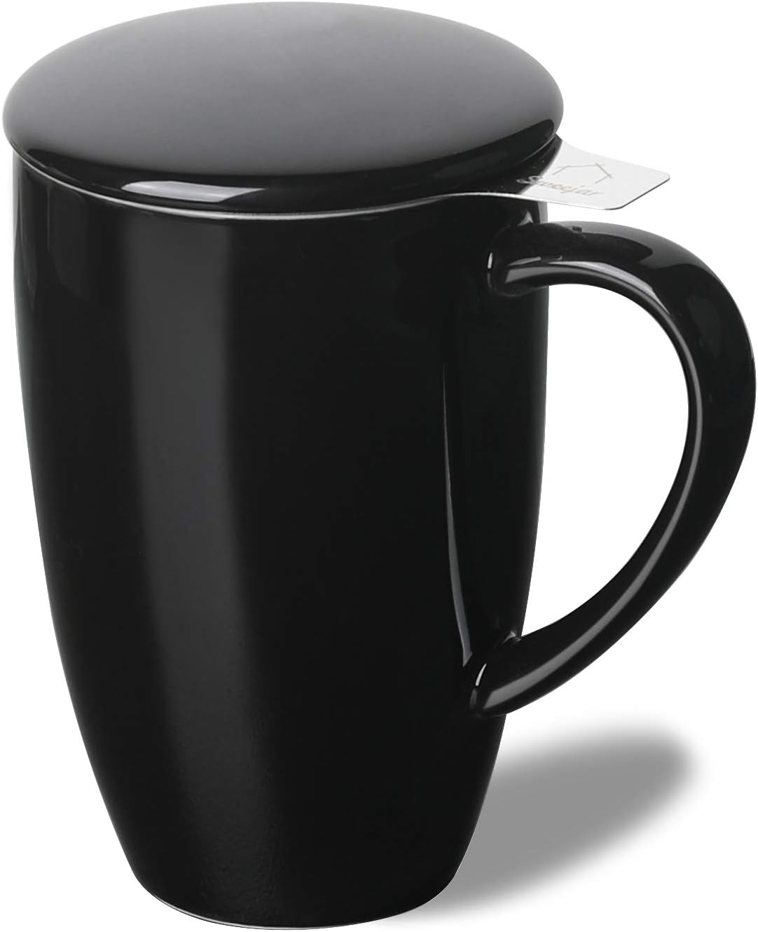 Sweejar Porcelain Tea Infuser Mug with Lid, 16 Oz Teacup with Strainers for Loose Leaf Tea, Microwave and Dishwasher Safe Coffee Mug(Turquoise)