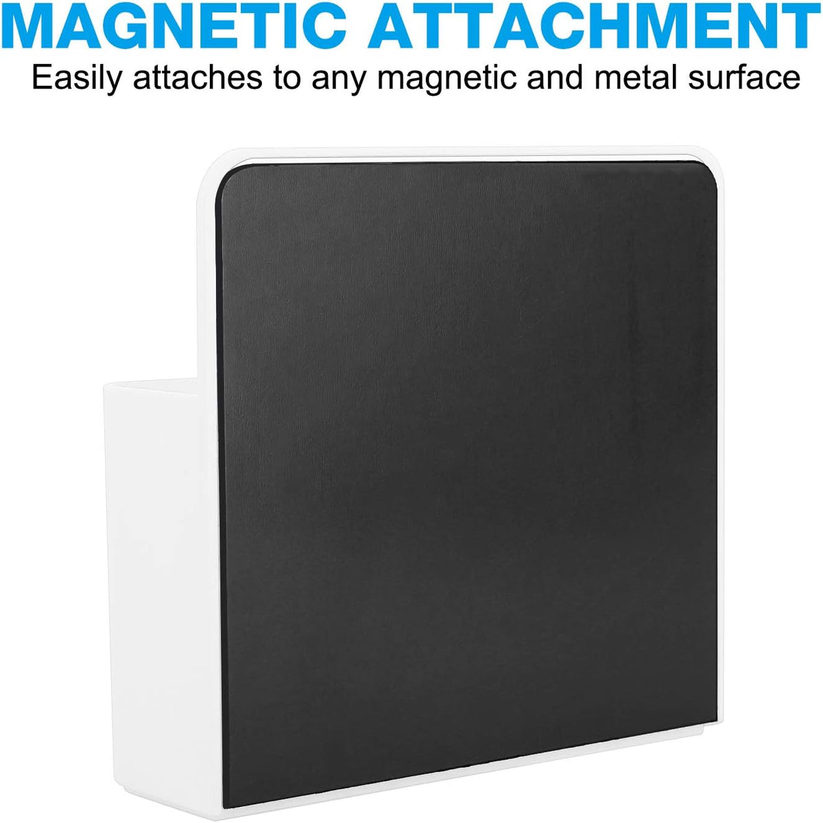 White magnetic marker holder attached to a whiteboard holding dry erase markers.