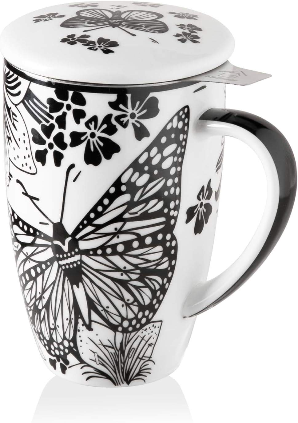 Sweejar Porcelain Tea Infuser Mug with Lid, 16 Oz Teacup with Strainers for Loose Leaf Tea, Microwave and Dishwasher Safe Coffee Mug(Turquoise)