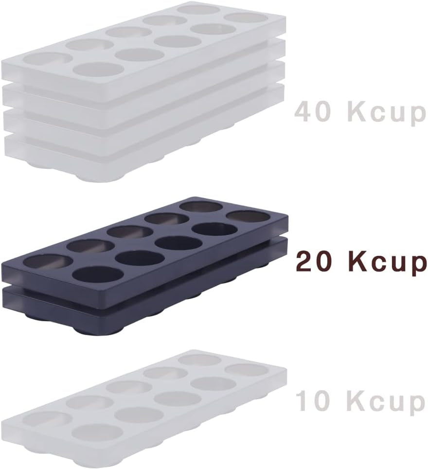 Coffee pod drawer organizer tray holding K-Cup pods with non-slip pads underneath.